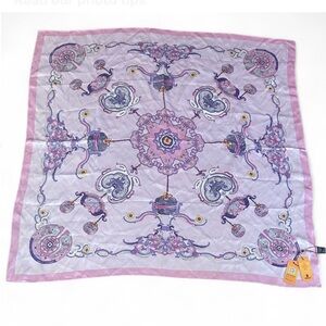 NEW WENSLI 100% Chinese Silk Scarf Pink Purple Double Sided Whimsical Fairy NWT
